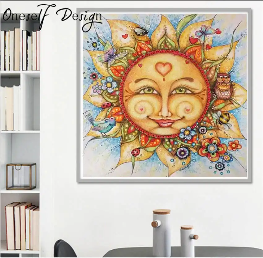 Hot Sale 5D Diamond Painting Cartoon Sun Embroidery Full Set DIY Mosaic Beaded Mother's Day Gift | Дом и сад