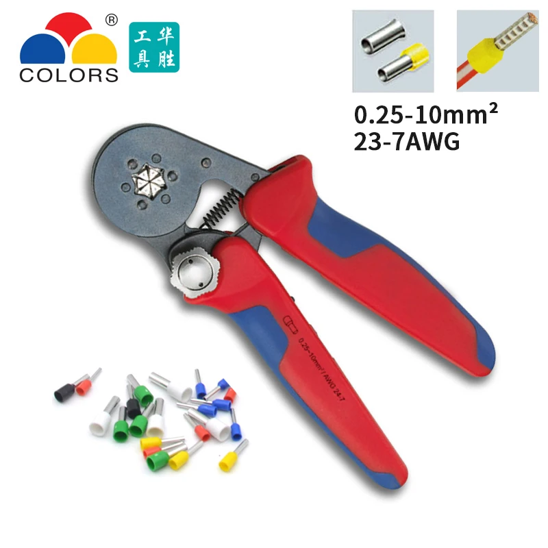 

VSC9-10-6A 0.08-10mm^2 26-7AWG Adjustable Precise Crimp Pliers Tube Bootlace Terminal Crimping Hand Tool HSC9-10-6A