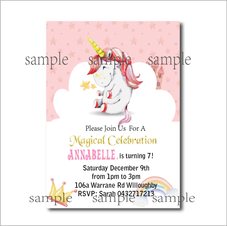 Us 539 40 Di Sconto14 Pzlotto Unicorno Inviti Festa Di Compleanno Del Bambino Magico Doccia Invita I Bambini Di Compleanno Decorazione Del