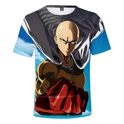 One Punch Man Футболка Мужская топы аниме герой Сайтама Повседневная футболка с коротким рукавом модная 3d мультяшная печатная футболка футболки