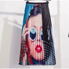 Плиссированная юбка с героями мультфильмов; Новинка года; Модная элегантная женская юбка миди с эластичной резинкой на талии; юбка с высокой талией; женские летние юбки