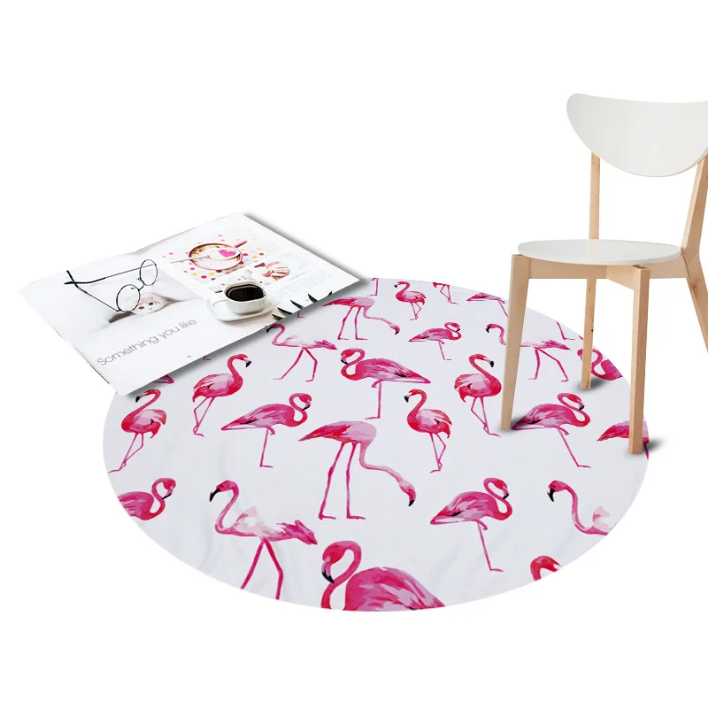 

Nordic Round Large Mat Flamingos Printed Waterproof Carpet for Living Room Kid Bedroom Rugs Doormat for Entrance Door Home Decor