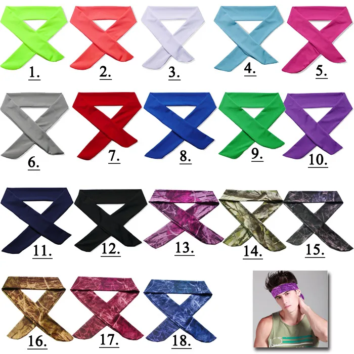 

Solid Cotton Tie Back Headbands Stretch Sweatbands Hair Band Moisture Wicking Workout Men Women Bands