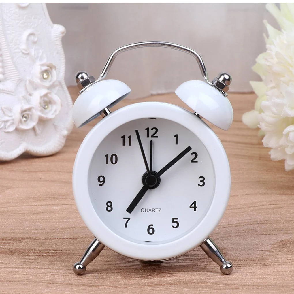 

Mini Round Alarm Clock Desktop Table Bedside Clocks Kids Adults Travel Clock Decor