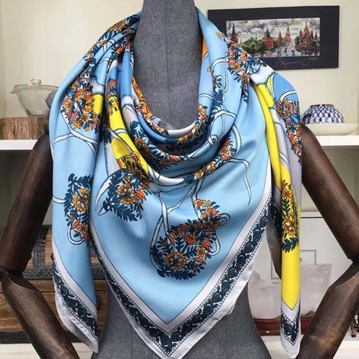 Новинка 130*130 см, роскошный бренд, твил, Шелковый женский шарф, квадратные шарфы с птицами, почтение почтения фениксу, шелковый шарф, хиджаб