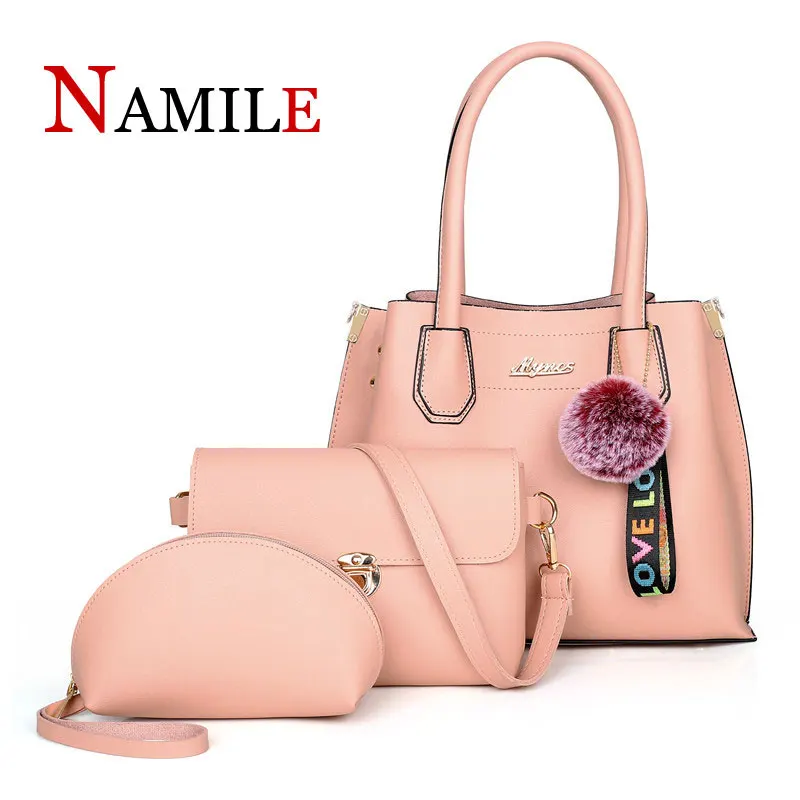 

3 piece set ladies handbag set 2019 Messenger bag ladies fashion shoulder bag ladies PU leather casual women shopping handbag