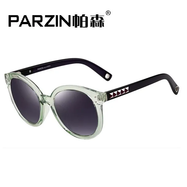 PARZIN новые винтажные Поляризованные Солнцезащитные очки женские трендовые женские солнцезащитные очки Солнцезащитные очки женские оттенки с чехлом 9523 - Цвет линз: Sanidine with green
