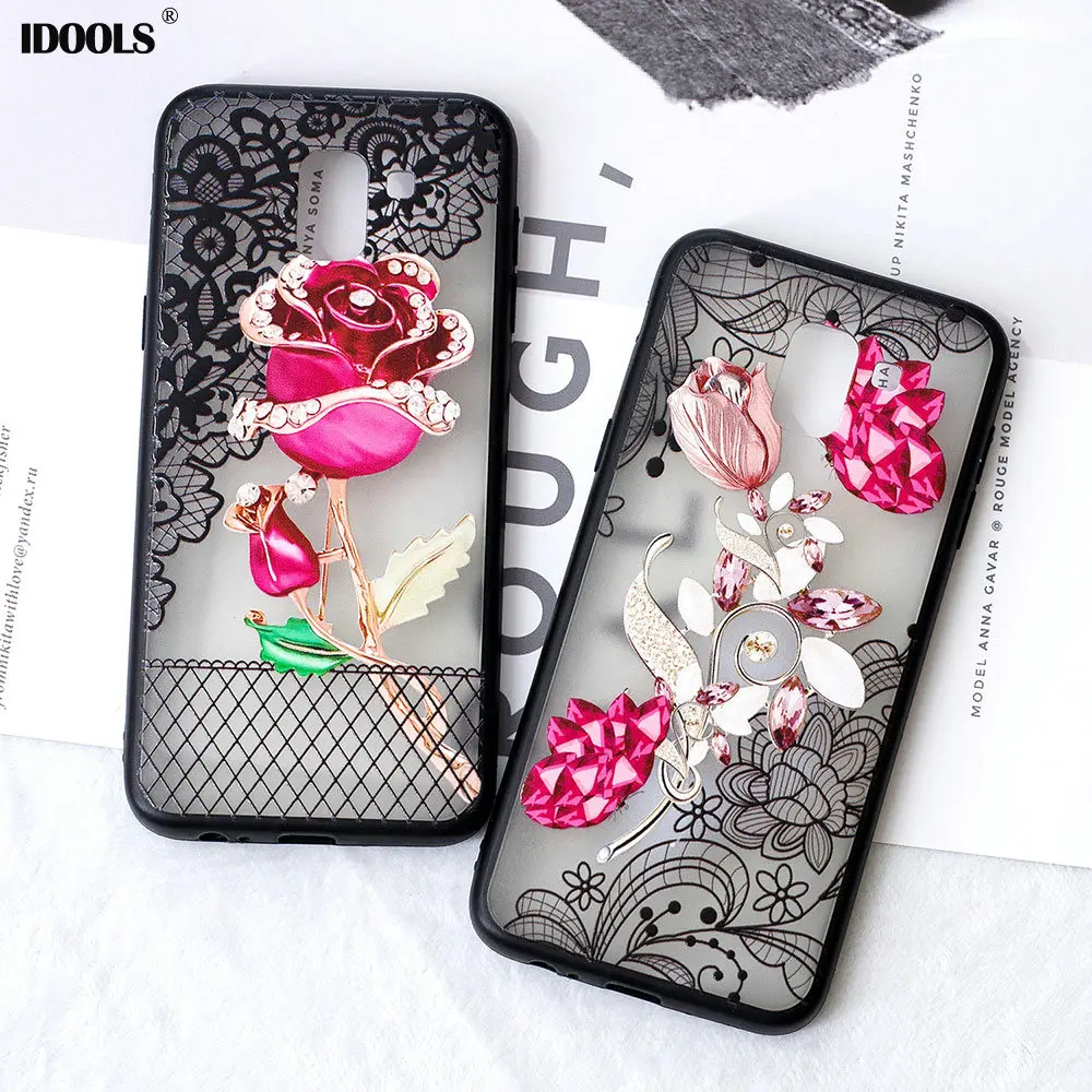 

IDOOLS Flower Pattern Case for Samsung galaxy J6 2018 Soft Silicone Floral Protect Full Cover Phone Cases for Samsung J6 2018