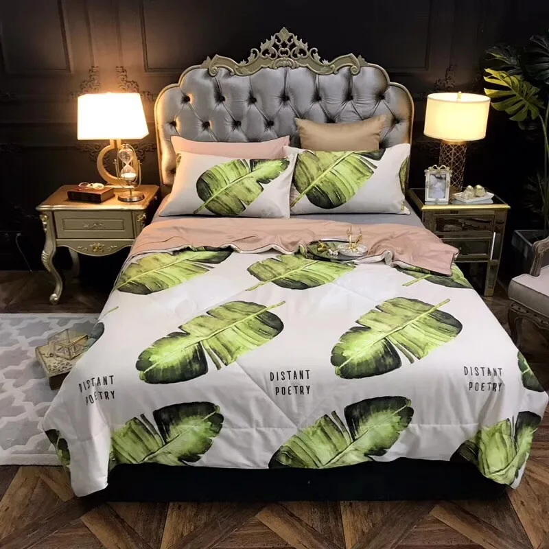 

Rainforest Quilt Bedspread Lightweight Duvet Comforter Quilted Queen Summer Quilt Blanket Palm Leaves Summer Bed Quilt 200*230cm