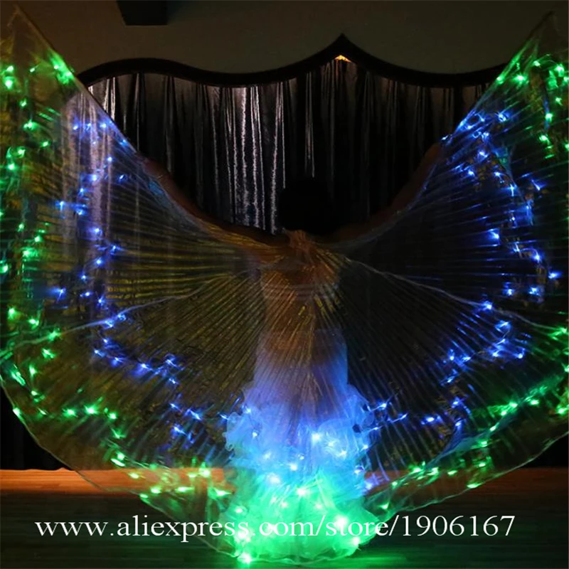 Ballroom dance women stage wears led costumes colorful light bellydance cloak led butterfly wings show dress rave outfits dj6
