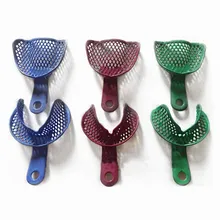 3 Pair 6 Pcs High Quality Dental Plastic Coated Metal Edentulous Jaws Impression Tray S/M/L Size for Silicon Impression Material