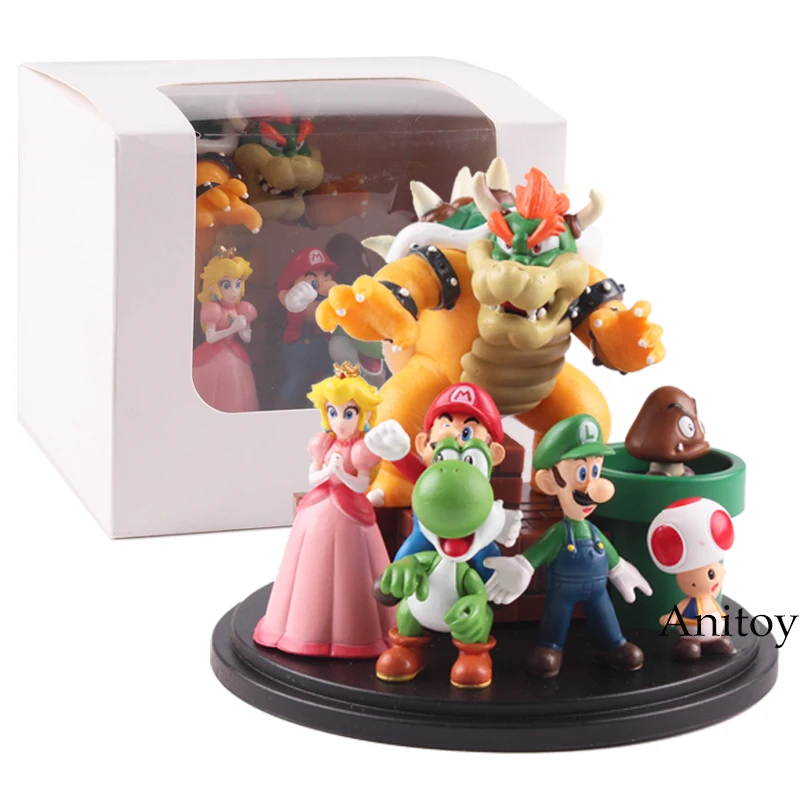 

Super Mario Bros Bowser Princess Peach Yoshi Luigi Toad Goomba PVC Action Figure Toy Model 3~10cm
