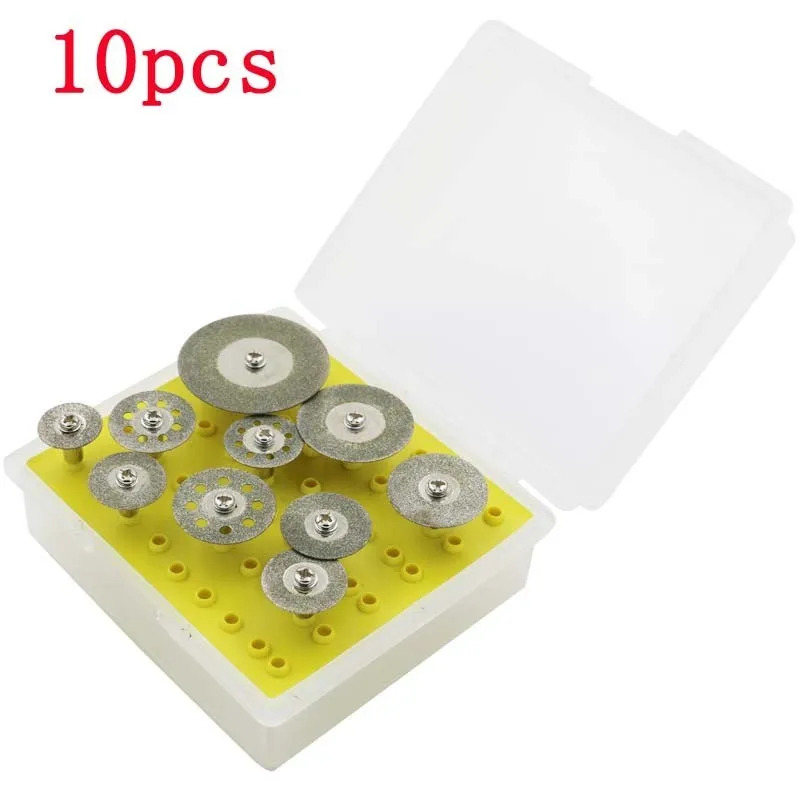 10pcs Grinding Diamond Cutting 3.175mm Shank Diameter Mini Cutting Disc Circular Saw Blade For Dremel Abrasive Accessories  