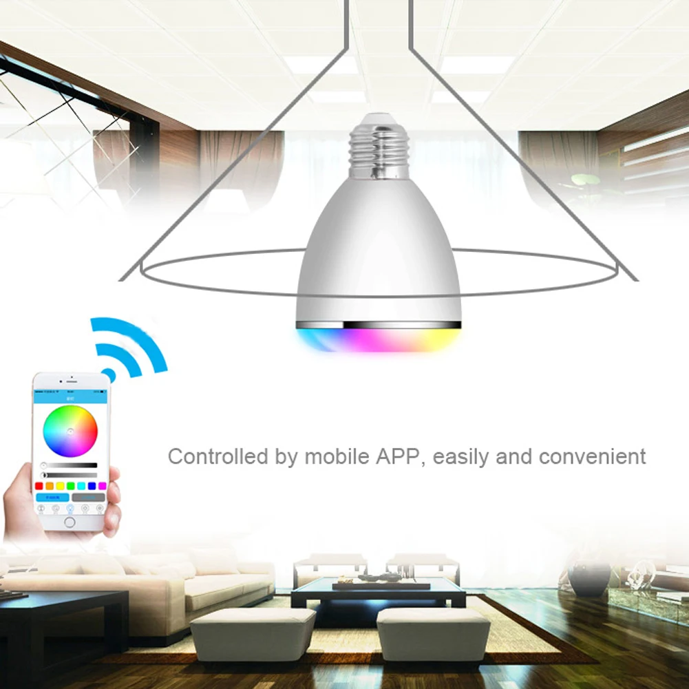 

Wireless bluetooth 9W LED speaker bulb Audio Speaker E27 RGBW music playing & Lighting Smart Colorful Bubble Ball Lamp