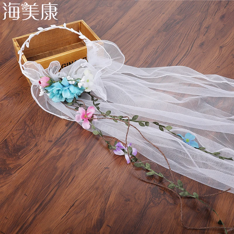

Haimeikang Flower Wreath Tiaras Veil Women Wedding Decoration Bridal Hair Headdress Flower Crown Hair Accessory Party Garlands
