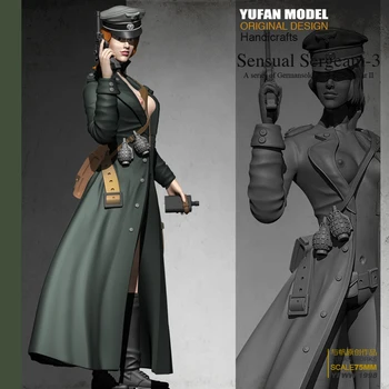 Yufan Model 1/24 Resin Kits Resin Soldier Women's Officer Colorless and Self-assembled 75mYfww-1998