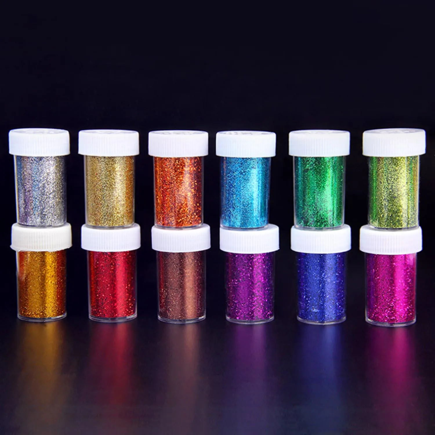 

Behogar 12pcs Multi-Color Extra Fine Glitter Powder Shakers Jars for School Projects Scrapbooking Body Face Crafts Random Colors
