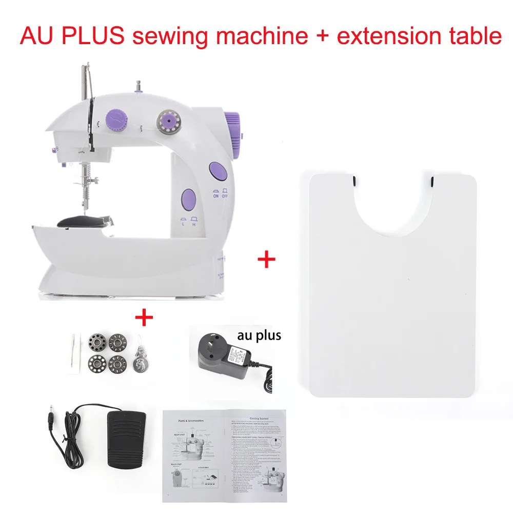 Мини Портативные Ручные Швейные машины для шитья, рукоделия, беспроводные ткани для одежды, электрическая швейная машина, набор стежков 16 - Цвет: AU PLUG with Table
