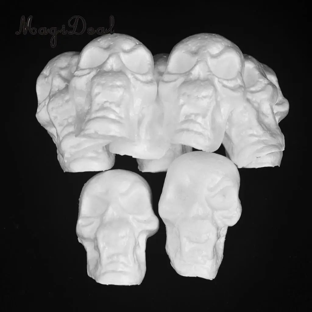 10pcs Flat Back Halloween Skull Styrofoam Foam Party Ornaments DIY Materials for Kids Painting Craft  