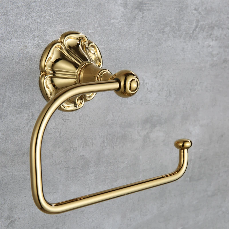 Free shipping Luxury Gold Brass bathroom toilet paper holder in Paper