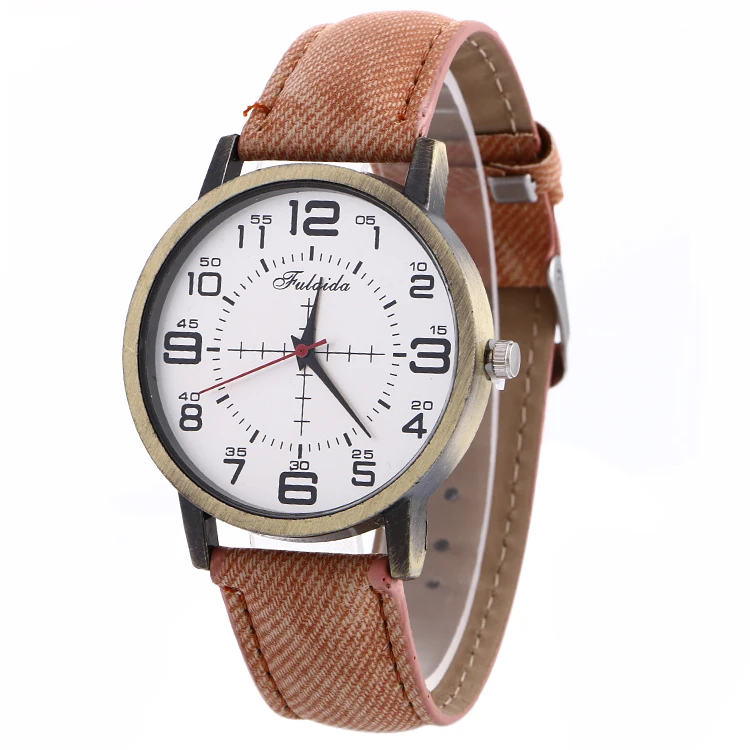 100pcs/lot special big number fulaida watch retro jean leather watch