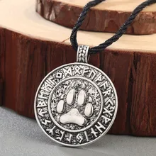 CHENGXUN Vintage huella de lobo Retro Paw Necklac regalos hombres vikingo Odin símbolo amuleto de runas colgante collar joyas de Talismán