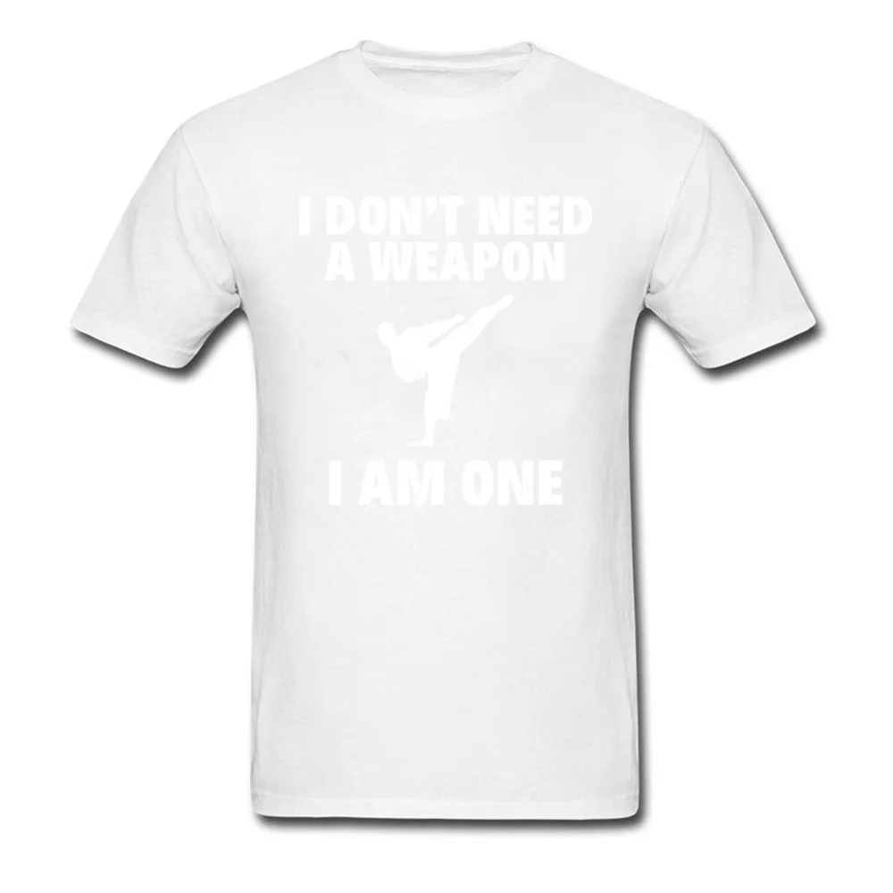 Printed Unique Men T Shirts Dominant Summer Short Sleeve Crew Neck Cotton T Shirt Europe Tops & Tees Wholesale I DONT NEED A WEAPON. I AM ONE white