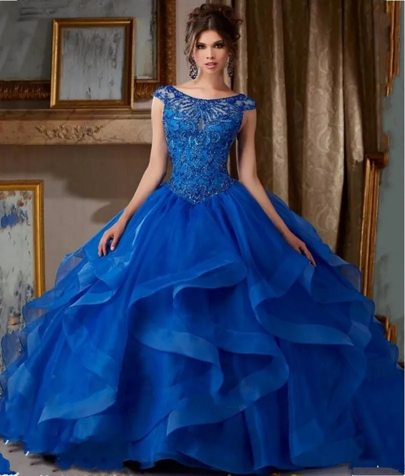 ^Cheap Sparkle Blue Quinceanera Dresses 2016 Lace Up Tiered Ruffles Ball Gowns For 15 Years Sweet 16 Princess Sweep Train ^Cheap Sparkle Blue Quinceanera Dresses 2016 Lace Up Tiered Ruffles Ball Gowns For 15 Years Sweet 16 Princess Sweep Train