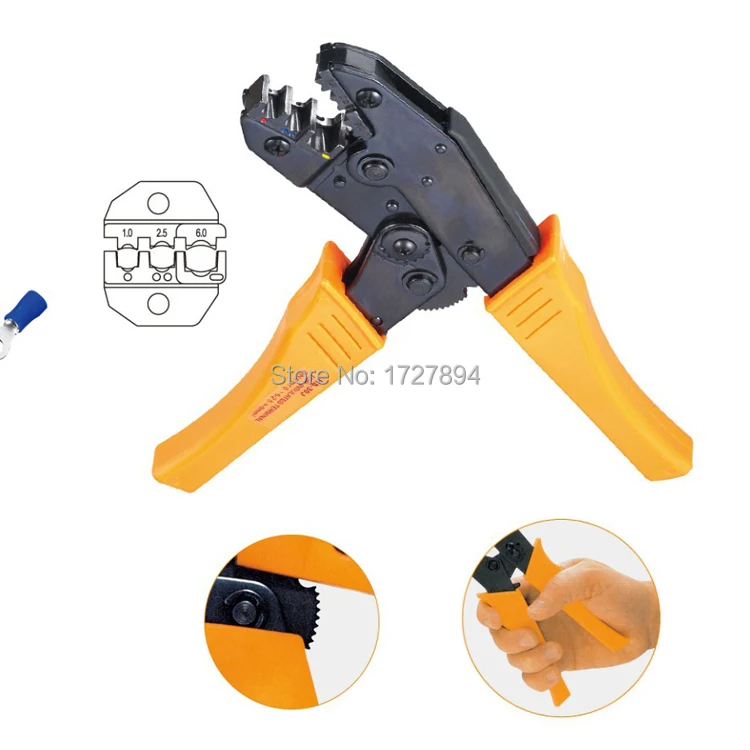 

Energy saving Ratchet Crimping Tools for Insulated Terminals/connectors AWG22-10 0.5-6.0mm2 HS-30J crimping pliers