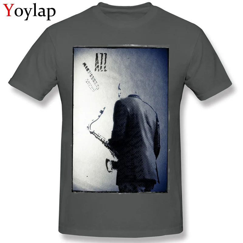 Faddish Summer T-Shirt Summer/Autumn 100% Cotton Round Neck Tops T Shirt Short Sleeve Print Saxophonist. Jazz Club Sweatshirts carbon