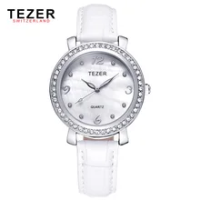 2016 New TEZER New Arrival Quartz-Watch Women Leather Strap Watch Women Wristwatches Ladies Fashion Watches