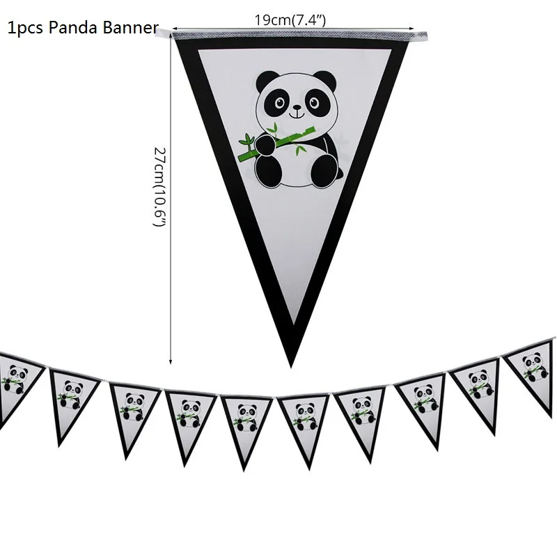 Панда одноразовая посуда панда чашки, ребенок, душ соломки для дней рождения вечерние украшения Дети партии сувениры одноразовая посуда набор - Цвет: Panda Banner