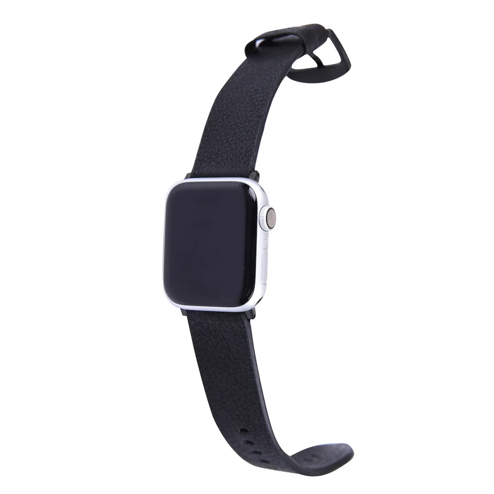 Для Apple Watch Band Series 6 SE 5 4 3 2 ремешок из натуральной кожи черный/коричневый