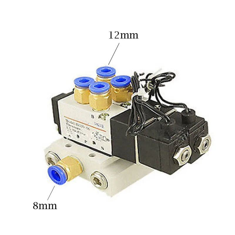 DC 12V 24V двойной Пневматический электромагнитный клапан 4V110-06 электромагнитный глушитель клапана быстрая установка базовый набор AC 110v 220v 4V110 06 - Цвет: 12mm Fittings