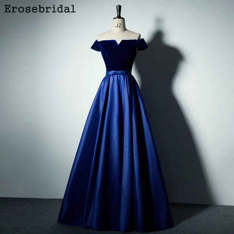 

[2018 Autumn New] A Line Evening Dress Long Elegant Evening Gowns For Women Lace Up Back Black Red Royal Blue In Stock