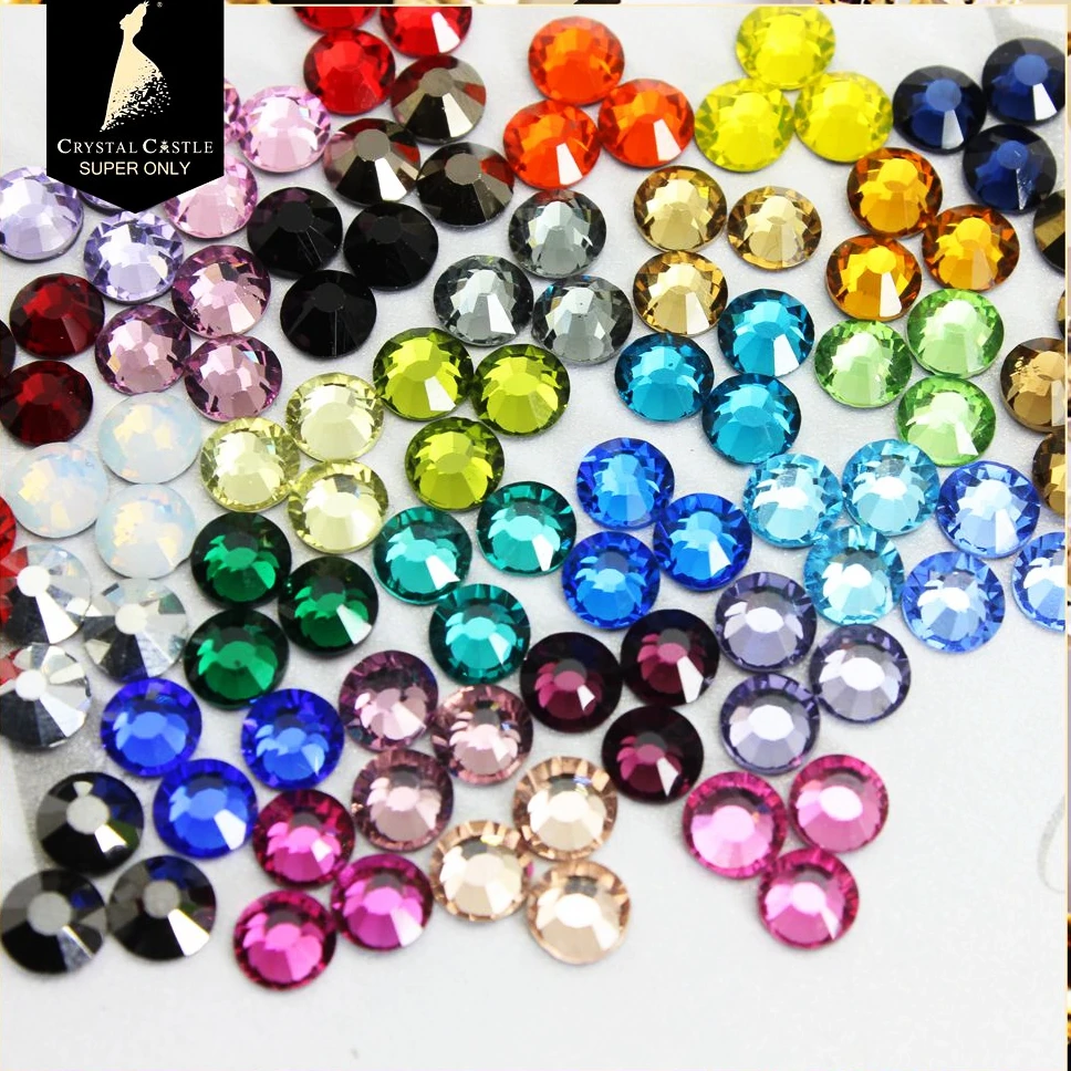 

Crystal Castle Hotfix Strass 5A Mix 4 Color Crystal and Stone Deluxe Gems Flat Back Glass Hot Fix Rhinestone For Gymnastic Wear