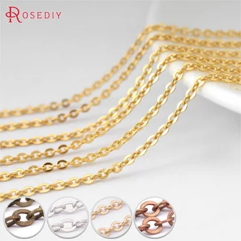 

(8470)5 Meters Chain width:1MM 1.5MM 2MM 2.8MM Copper Flat Oval Shape Chains Oval Link Necklace Chain Diy Jewelry Accessories