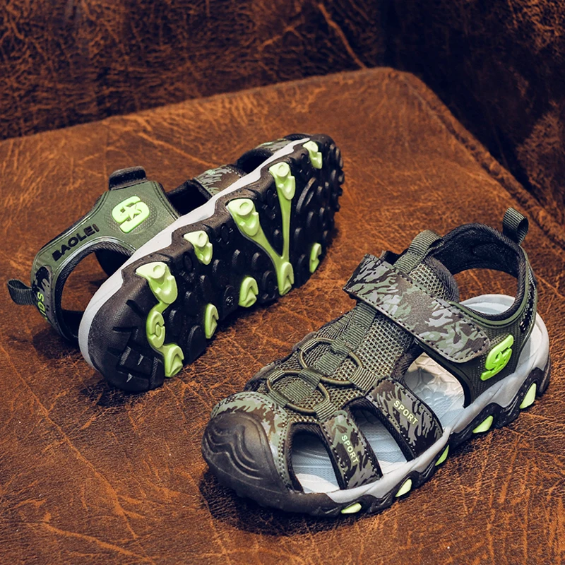 Новые летние сандалии для мальчиков дышащая детская пляжная обувь модные спортивные повседневные туфли с мягкой подошвой для мальчиков, Размер 27-38