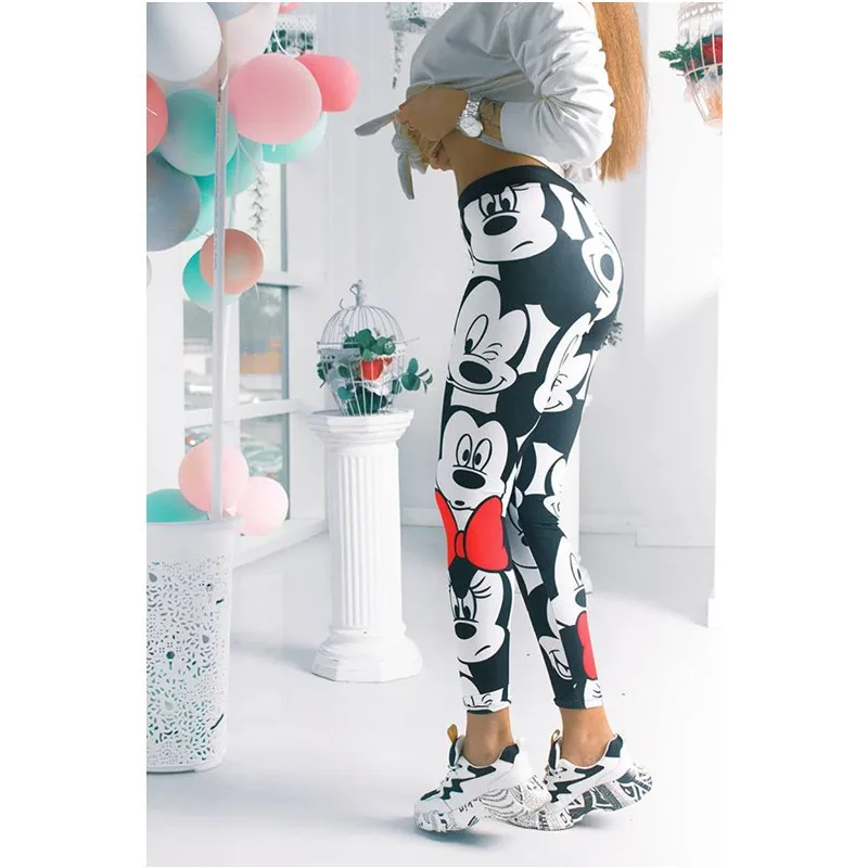 Ceny Kobiety Cartoon legginsy gimnastyczne sportowe kobiety odzież sportowa trening Femme Mujer odzież sportowa do biegania Fitness spodnie kreskówkowe