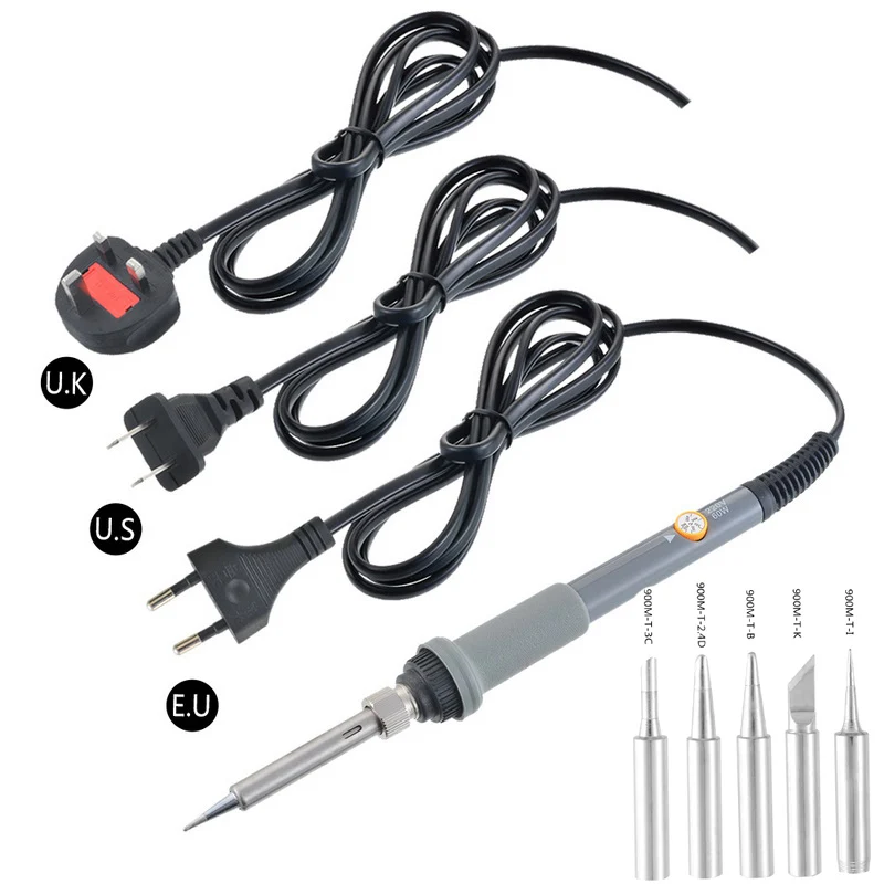 

110V/220V 60W Electric Soldering Iron Adjustable Temperature Soldering Gun Welding Rework Repair Tool With 5pcs Solder Tips