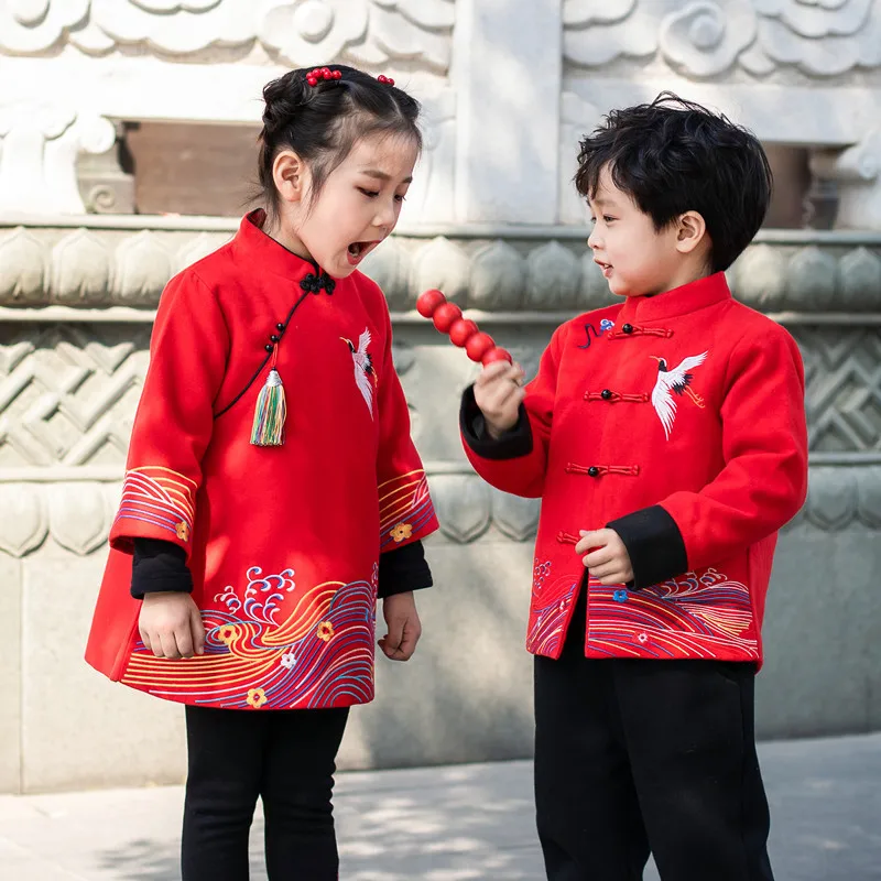 

Kids Clothing Set Baby Boys Clothes Traditional Chinese Costumes Tang Suit Style 2PCS Tops+pants Children Clothes for Girls