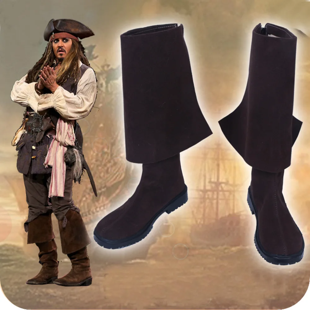 

Pirates of The Caribbean 5 Captain Jack Sparrow Cosplay Shoes Boots Halloween Carnival Cosplay Costume Accessories For Men