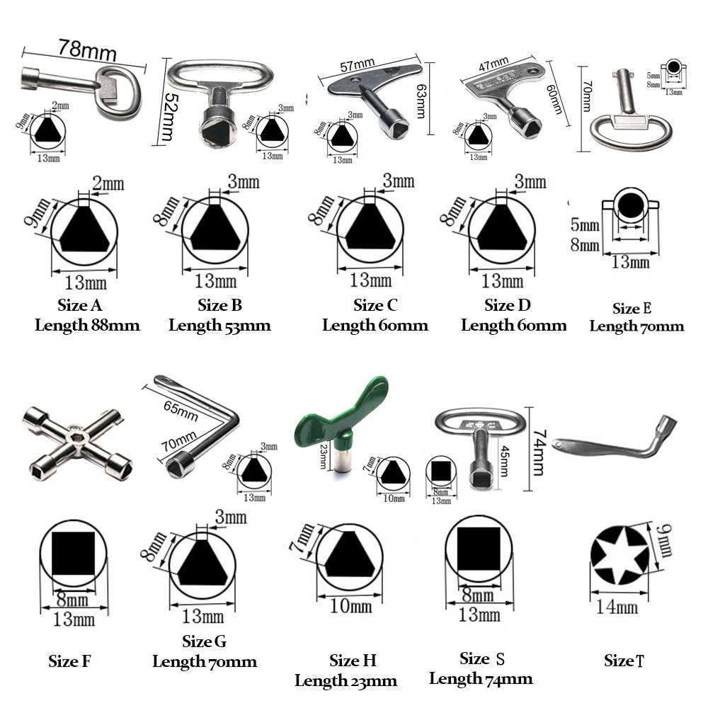1 шт. HSR/Metro поезда треугольный ключ замок Лифт дверь ключ многофункциональный электрический шкаф Ключи Универсальный Крест ключ мусорное ведро ключ