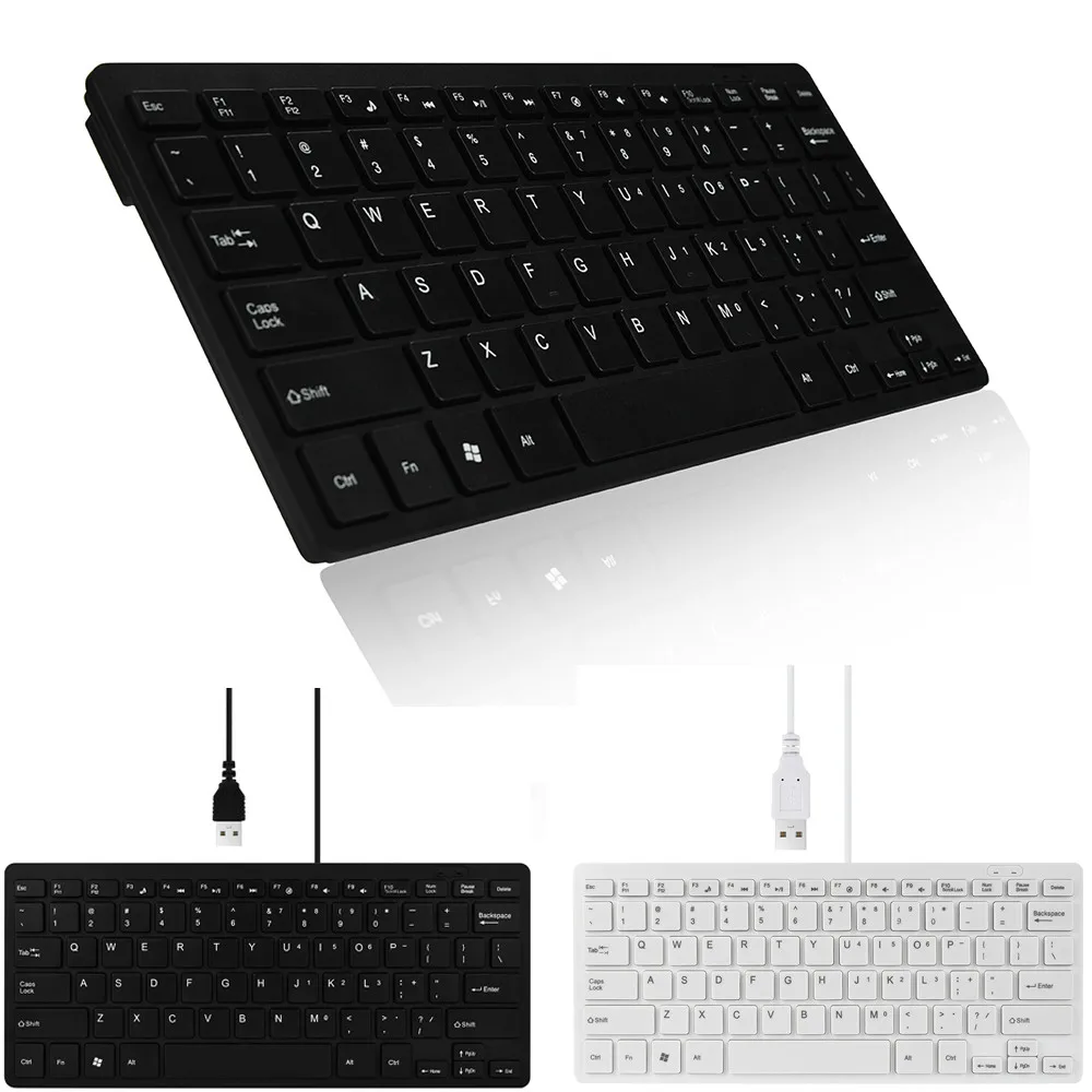 

New Arrival 78 Keys Black Mini Slim Multimedia USB Wired External Keyboard For Notebook Laptop PC Computer #T10G