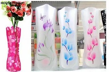 

Plastic PVC Foldable Unbreakable Flower Vase Creative Household Novelty Items Vases Office Dining Living Room Decorative Product