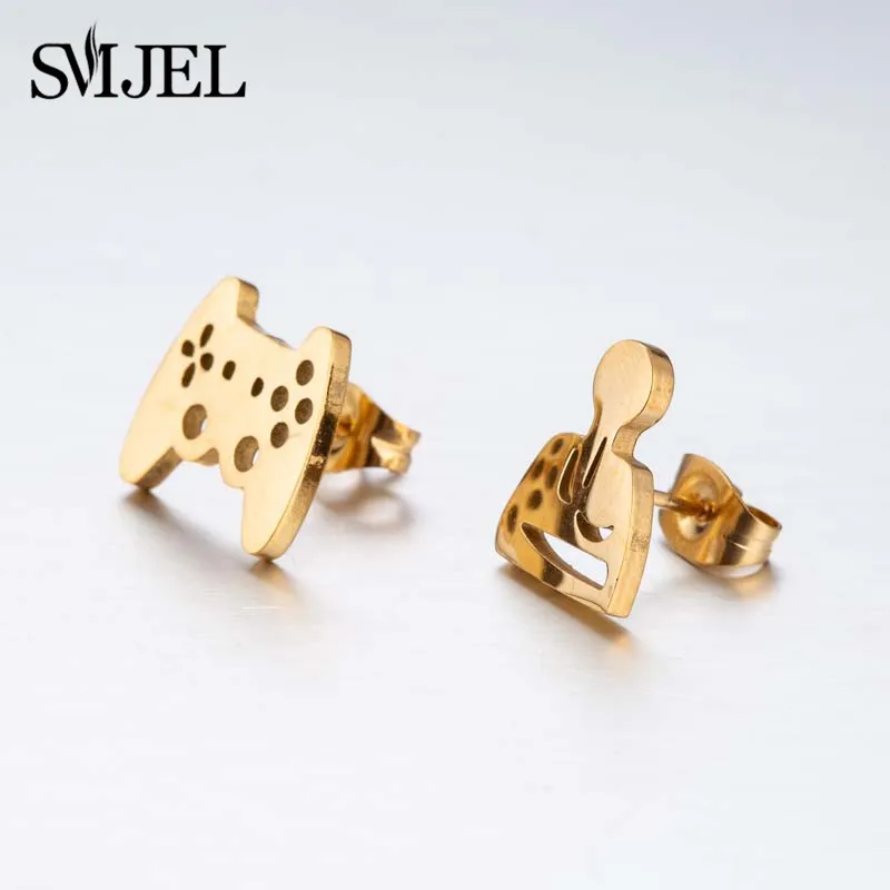Женские маленькие серьги гвоздики SMJEL черные с крестом из нержавеющей стали для