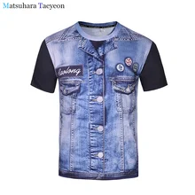 

2018 tshirt summer mens Crew Neck Short Sleeve fashion New Digital fake two cowboys cotton polyester t shirt 3D printed t-shirts