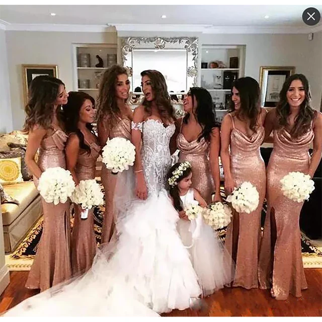 Cheap Vestidos dama de honor Sequined Rose Gold Mermaid Side Split Bridesmaid Dresses Spaghetti Straps Maid Of Honor Dress Beach Cheap Cheap Vestidos dama de honor Sequined Rose Gold Mermaid Side Split Bridesmaid Dresses Spaghetti Straps Maid Of Honor Dress Beach Cheap