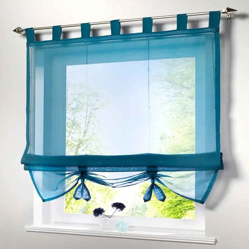 

Short Voile Kitchen Curtain Solid Sheer Cortinas 7 Color Roman Curtain Blinds Screening Panel Tulle for Window Treatment