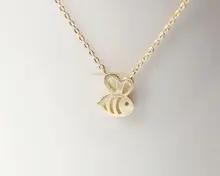 1PCS- N117 Tiny Bumble Bee Necklace Honey Bee Necklace Queen Bee Necklaces Cute Insect Bumblebee Beehive Necklaces omilut bumble bee party decoration bumble bee cake topper what will it bee birthday banner wedding decoration supplies